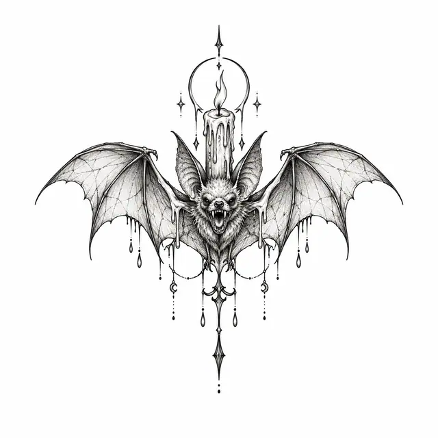 Fine-line gothic bat tattoo design for the ankle
