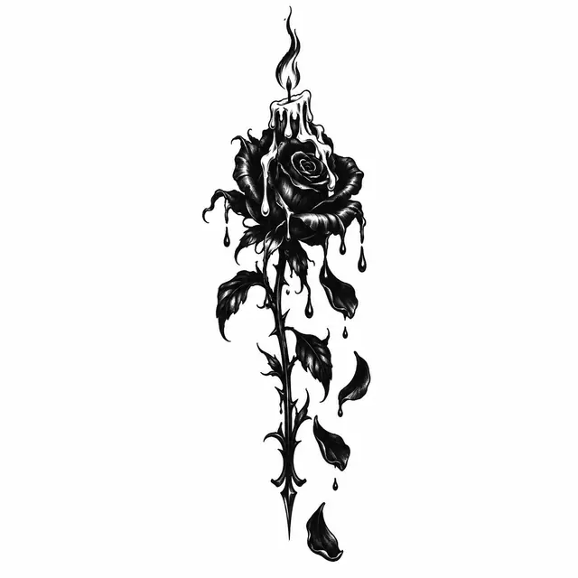 Blackwork black rose tattoo design for the wrist