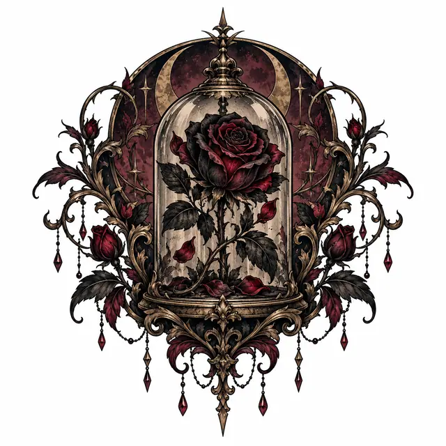 Neo-traditional black rose tattoo design for the shoulder