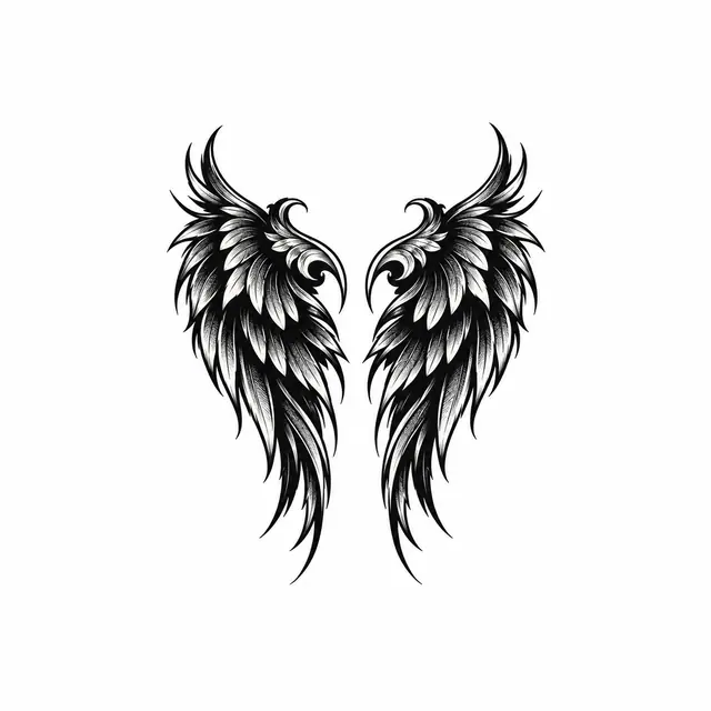 Blackwork fallen angel tattoo design for the wrist