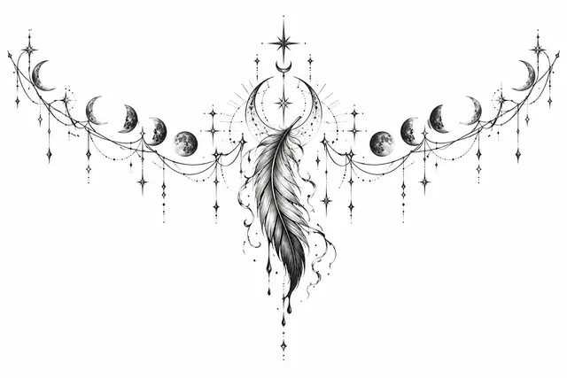Fine-line fallen angel tattoo design for the chest