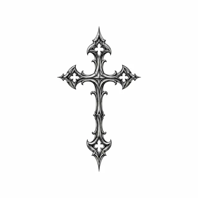 Black and grey gothic cross tattoo design for the wrist