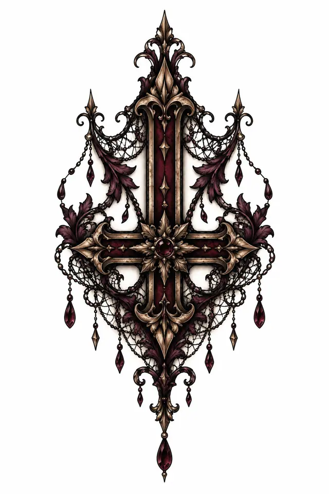 Neo-traditional gothic cross tattoo design for the hand