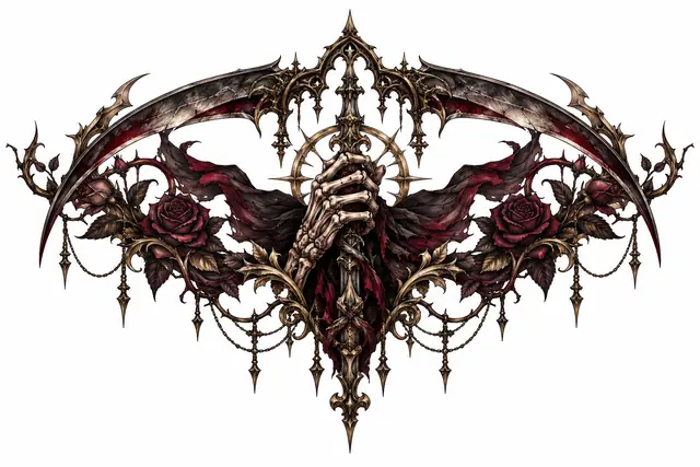 Neo-traditional grim reaper tattoo design for the chest