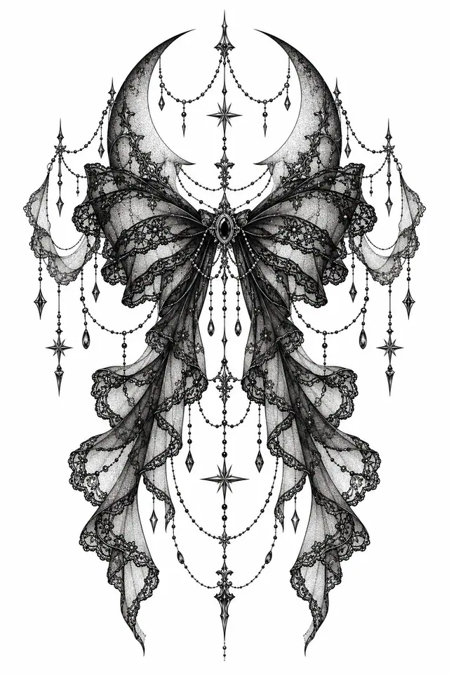 Dotwork gothic lace tattoo design for the back