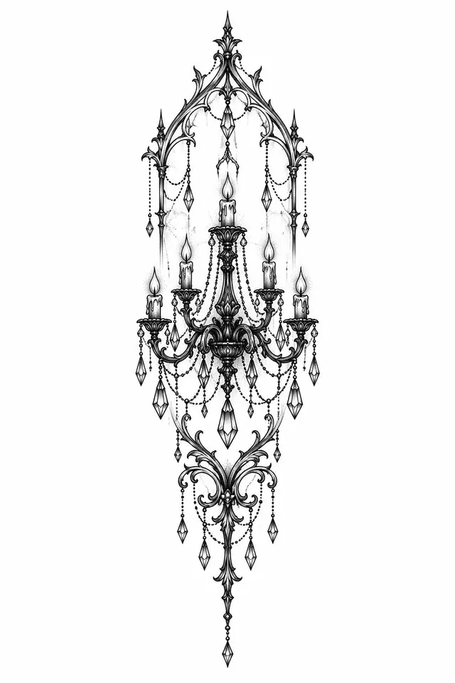 Dotwork gothic lace tattoo design for the forearm