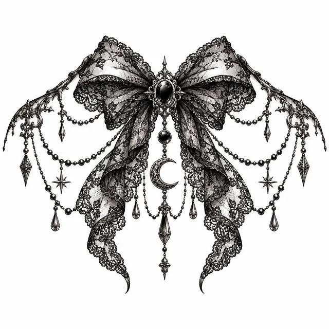 Engraving-style gothic lace tattoo design for the shoulder