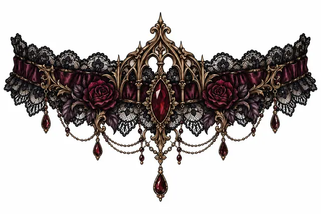 Neo-traditional gothic lace tattoo design for the throat
