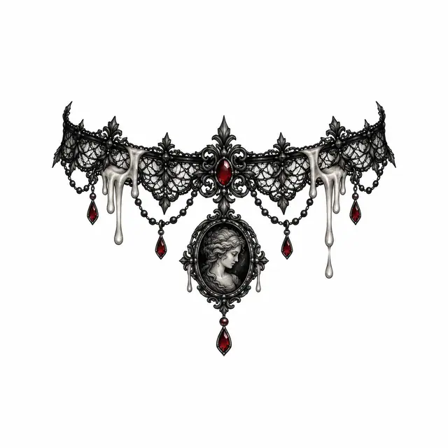 Red and black gothic lace tattoo design for the ankle