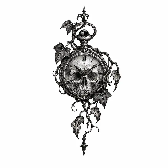 Dotwork memento mori tattoo design for the ankle