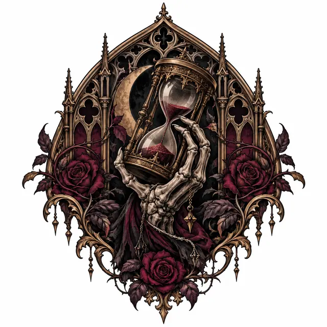 Neo-traditional memento mori tattoo design for the shoulder