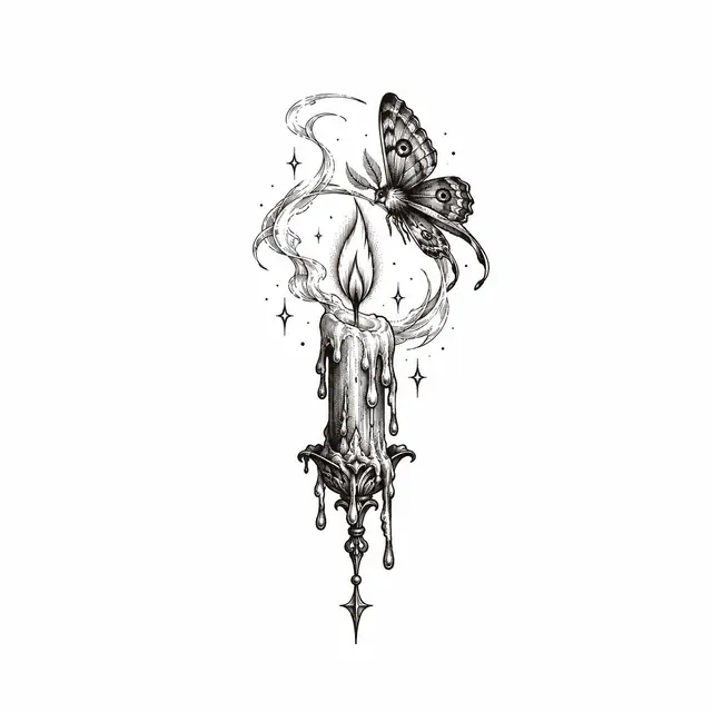 Engraving-style gothic moth tattoo design for the wrist