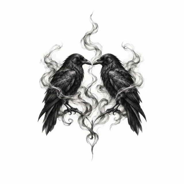 Black and grey gothic raven tattoo design for the ankle