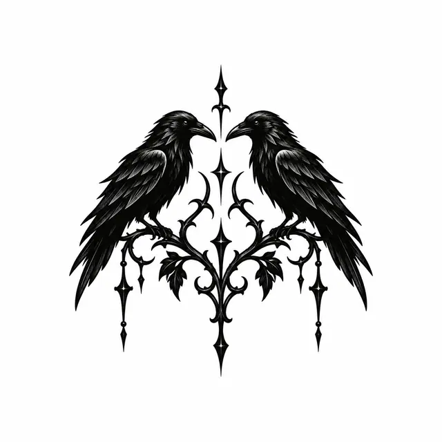 Blackwork gothic raven tattoo design for the wrist