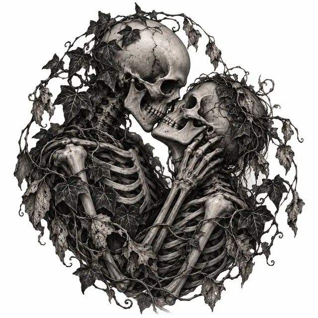 Black and grey gothic skull tattoo design for the shoulder