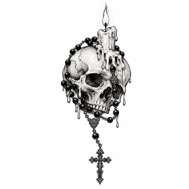 Dotwork gothic skull tattoo design for the ankle