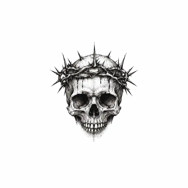 Dotwork gothic skull tattoo design for the wrist
