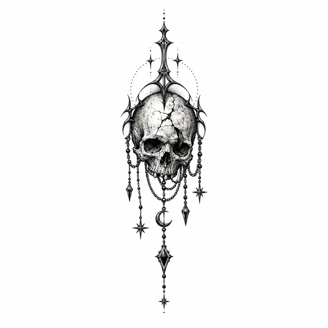 Dotwork gothic skull tattoo design for the wrist