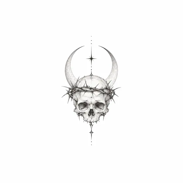 Fine-line gothic skull tattoo design for the wrist