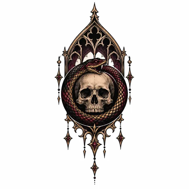 Neo-traditional snake and dagger tattoo design for the wrist
