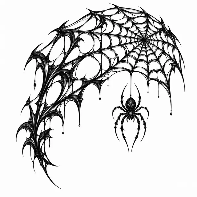 Blackwork gothic spider tattoo design for the shoulder