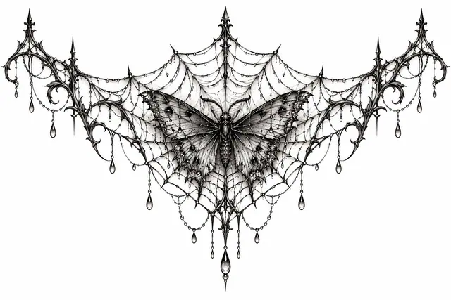 Dotwork gothic spider tattoo design for the chest