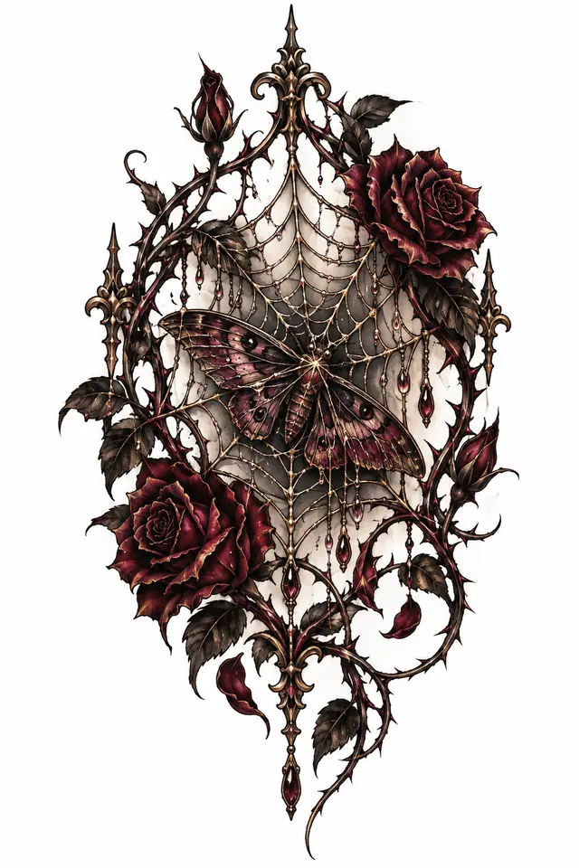 Neo-traditional gothic spider tattoo design for the hand
