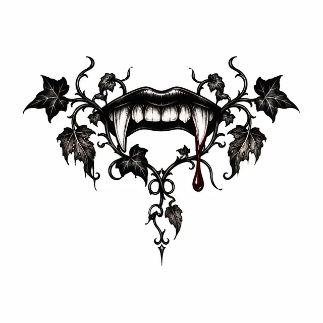 Blackwork gothic vampire tattoo design for the wrist