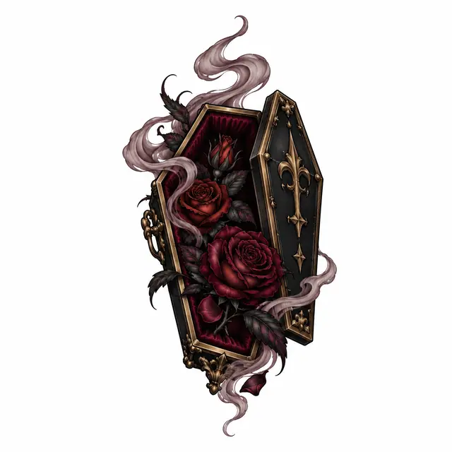 Neo-traditional gothic vampire tattoo design for the ankle
