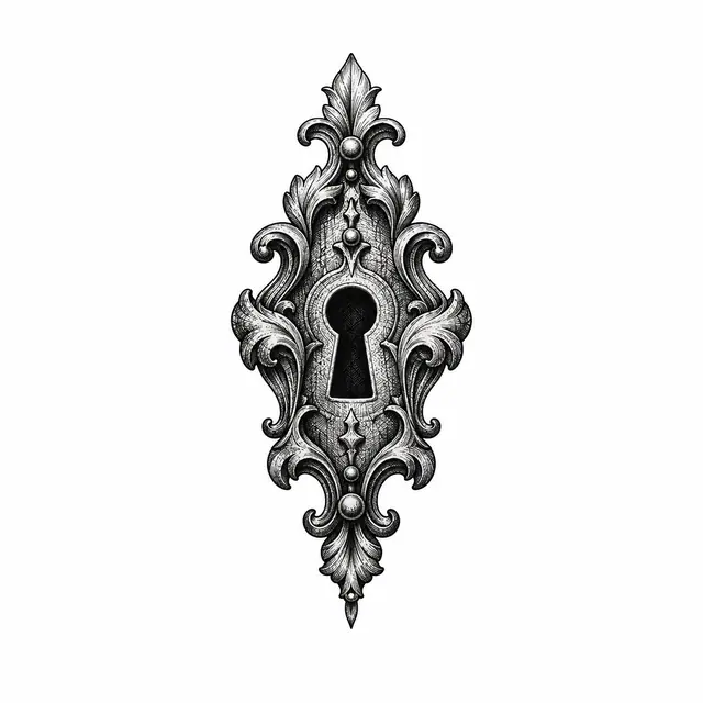 Engraving-style Victorian gothic tattoo design for the ankle