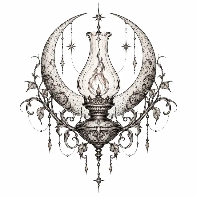 Fine-line Victorian gothic tattoo design for the shoulder
