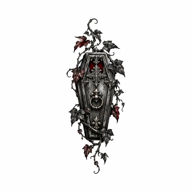 Red and black Victorian gothic tattoo design for the wrist